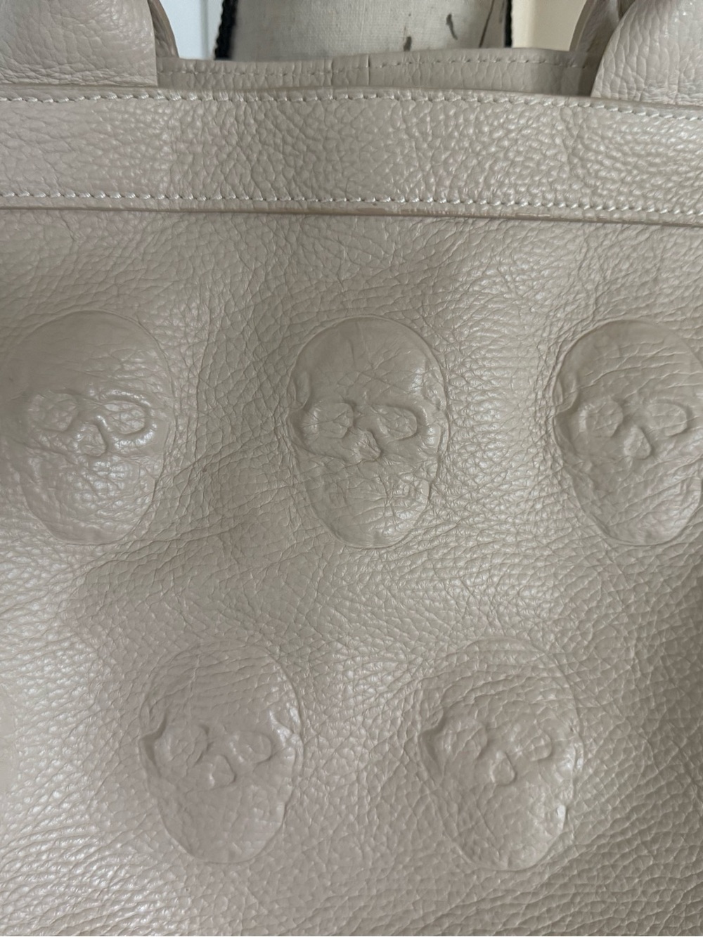 Embossed Skull Tote Bag in Light Taupe - Picture 2 of 15